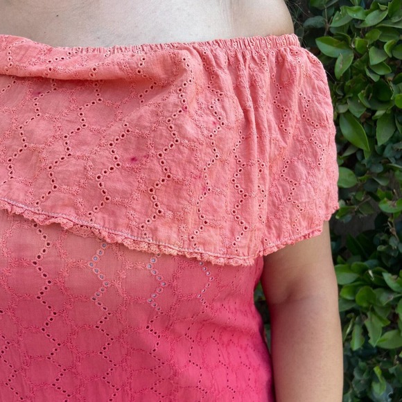 ReDyed Off The ShoulderTop With Orange to Red Ombre - Picture 4 of 4